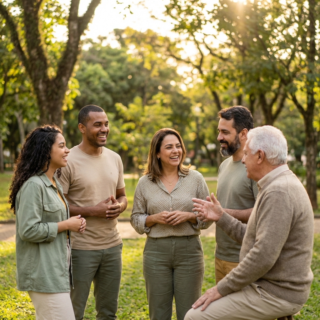 Comunidade diversa ao ar livre